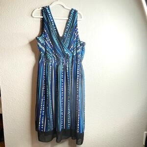 Lane Bryant Size 28 Blue Stripe Design Sleeveless Dress